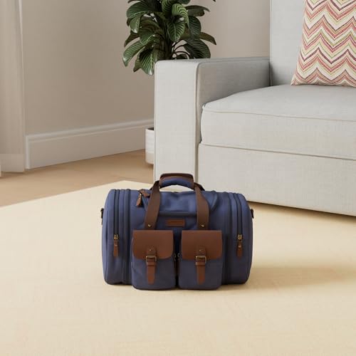 Wildroad 50L Travel Duffel Bag, Expandable Canvas Genuine Leather Duffle Bag Upgraded Overnight Weekender Carry on Bag - Image 2