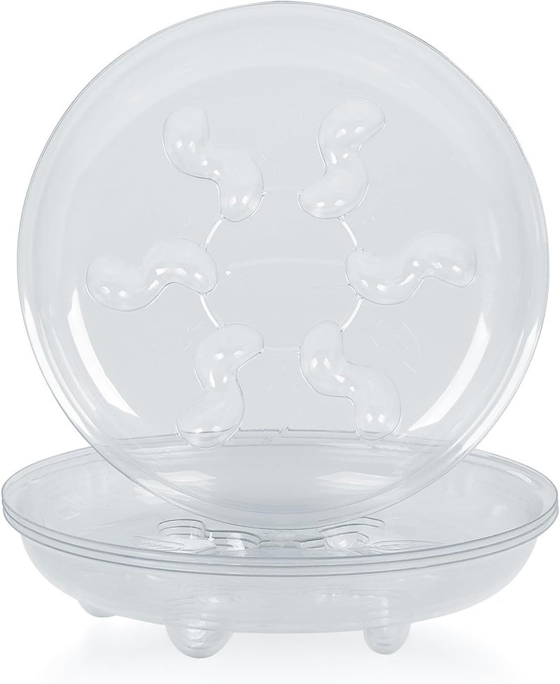 Idyllize Store 5 Pieces of 10 inch Clear Thick Plastic Heavy Duty Sturdy Plant Saucer Drip Trays for pots (10") - Image 1