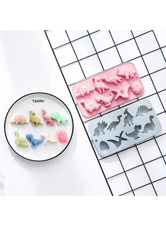 Pink 8 Cavity Jurassic Dinosaur Silicone Mold for Baking Soap Cake - Image 2