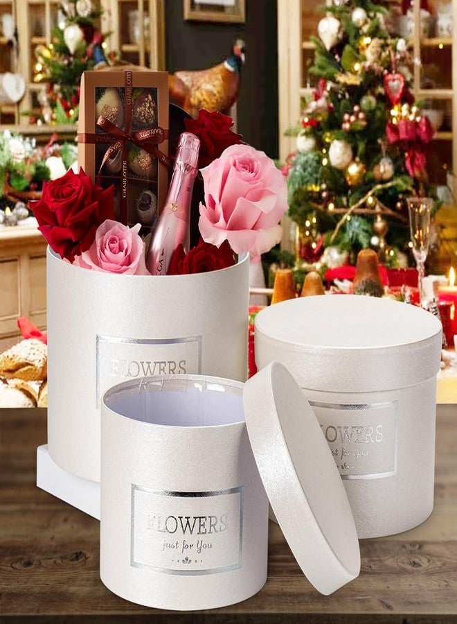 GnFlus White Gift Box Round Gift Boxes with Lids Set of 3 Nesting Gift Boxes for Presents Assorted Sizes Flower Boxes for Arrangements Birthday Wedding Bridesmaid Graduation Christmas Party Gift Bags - Image 4