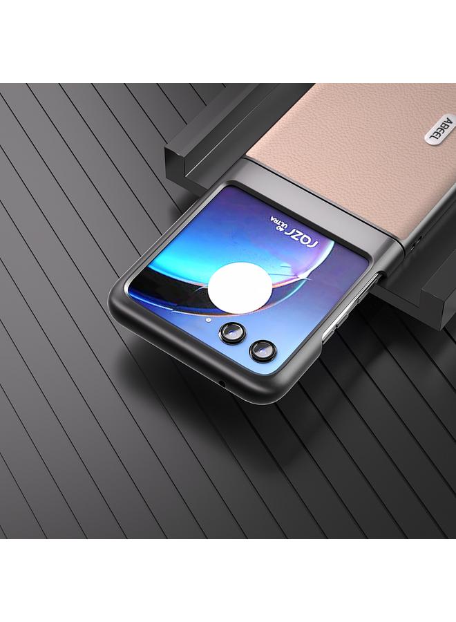 S-TOP Case For Motorola Razr 40 Ultra ABEEL Genuine Leather + PC Litchi Texture Phone Case - Image 3