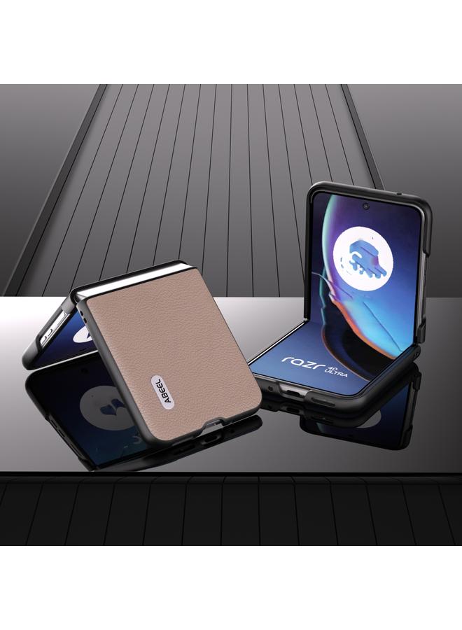 S-TOP Case For Motorola Razr 40 Ultra ABEEL Genuine Leather + PC Litchi Texture Phone Case - Image 4