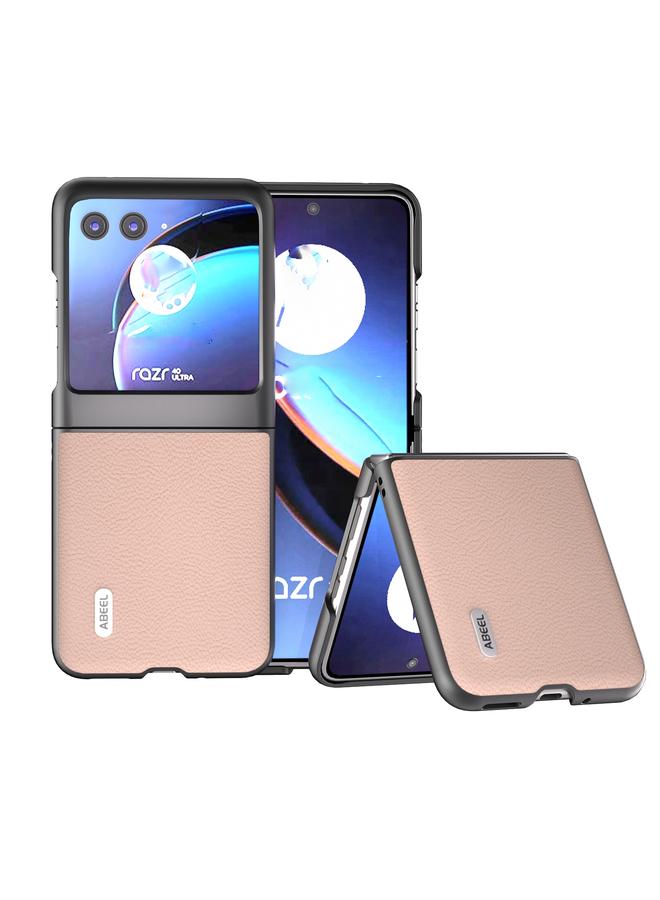 S-TOP Case For Motorola Razr 40 Ultra ABEEL Genuine Leather + PC Litchi Texture Phone Case - Image 1