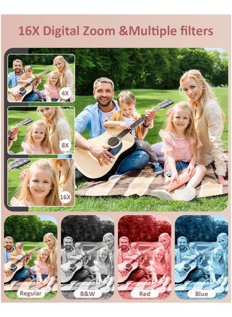 ZONBON Digital Camera, 50MP Cameras Digital with 64GB SD Card, 1080P Camera with 16x Zoom, Compact Camera Anti Shake for Kid Student Children Teen Girl Boy, Kids Camera with 2 Batteries - Image 4