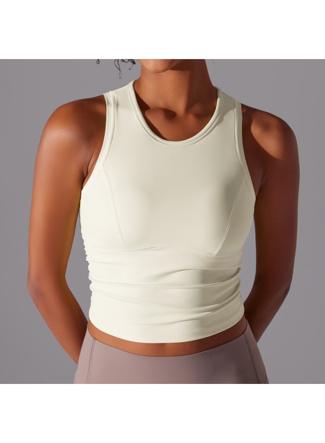 Sports Underwear Women's One Cup  Summer New Outer Wear Fitness Short Pilates Top