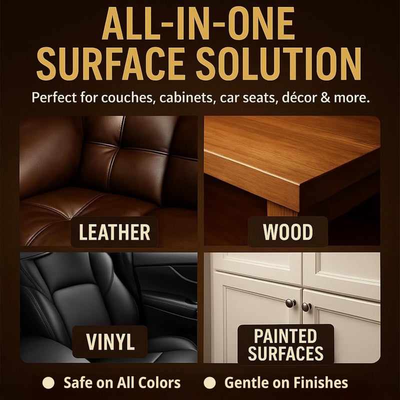 Leather Hero 3-in-1 Furniture Salve for Leather & Wood â€“ Polisher, Conditioner, & Restorer for Couches and Furniture- Leather Repair Salve with Brush & Buffing Pad- 5oz - Image 4