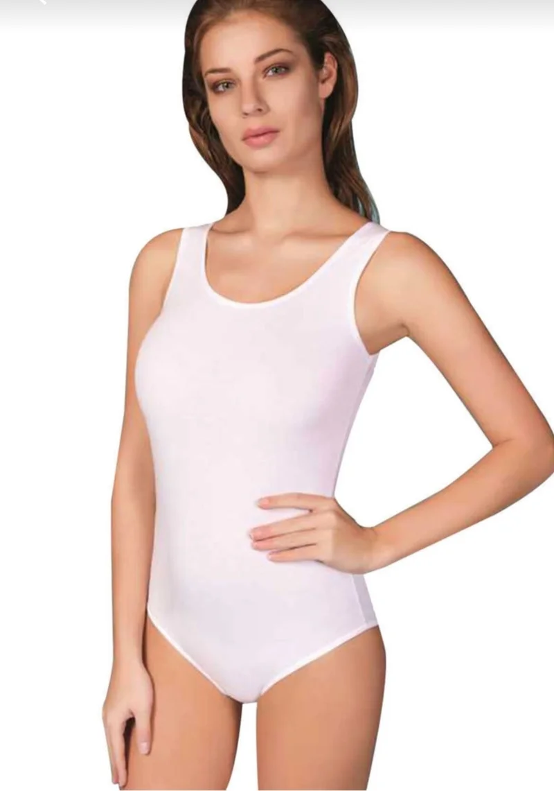 Berrak Women 6 Piece (Mixed) Color Black White Cotton Lycra Thick Strappy Snap Bodysuit