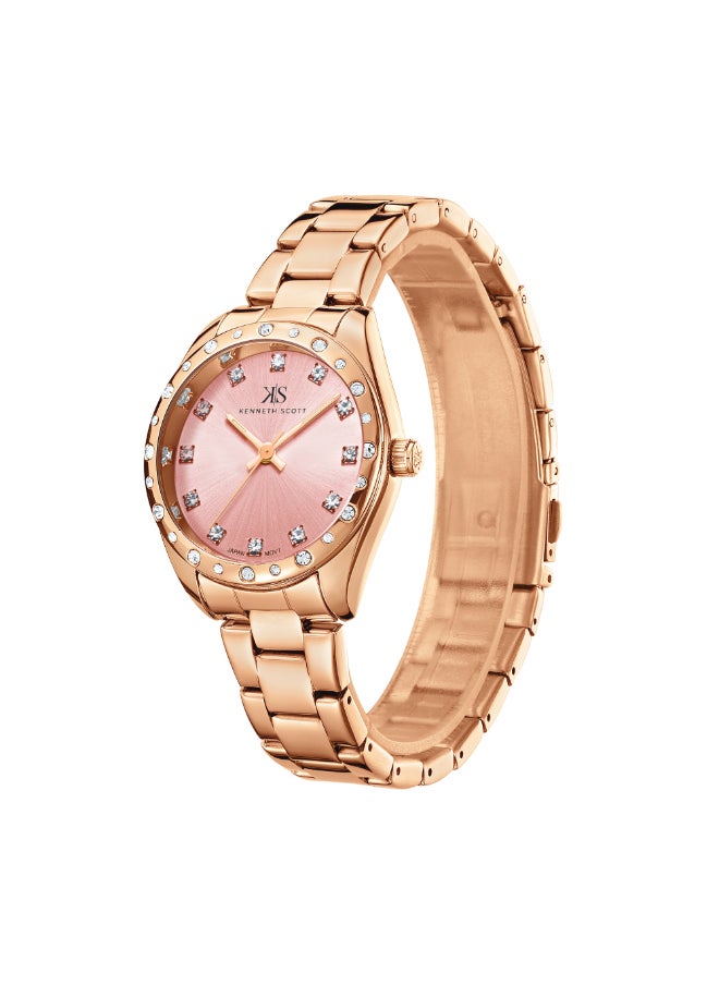 KENNETH SCOTT Women's Watch, Analog Display and Stainless Steel Strap - K24509-RBKP, Rose Gold  - Image 2