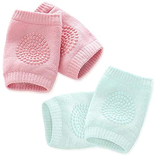 MELVIS 2 Pair Baby Knee & Elbow Pad Cushion, Infant Toddler Crawling Knee & Elbow Pads, Baby Leg Warmer Kneecap Protector for Kids, Multi-Color Safety Pads for Baby & Kids Knees and Elbows - Image 1