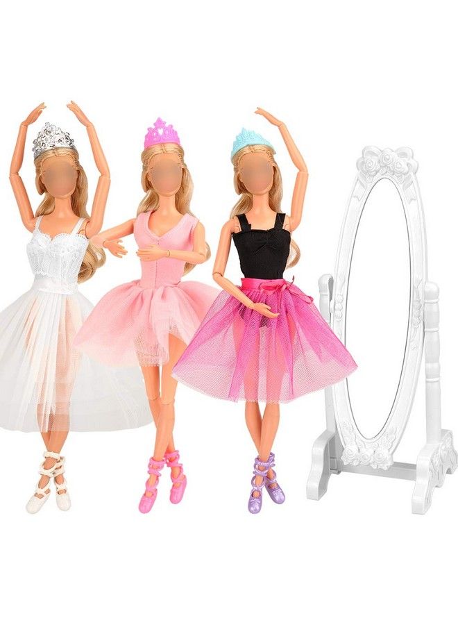 Barwa 3 Sets Ballerina Doll Clothes Ballet Outfits Dance Dresses Costume Mirror Tutu Skirt With 3 Shoes 3 Crown Accessories For 11.5 Inch Girl Doll - Image 2