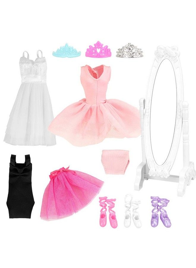 Barwa 3 Sets Ballerina Doll Clothes Ballet Outfits Dance Dresses Costume Mirror Tutu Skirt With 3 Shoes 3 Crown Accessories For 11.5 Inch Girl Doll - Image 3