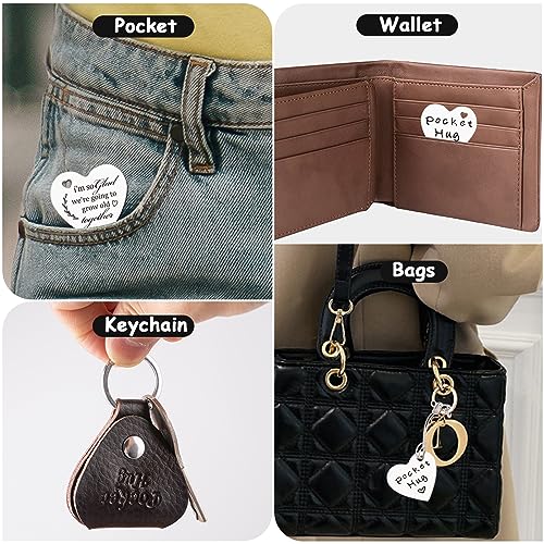 Qunrwe Pocket Hug Token & Leather Keychain,Anniversaries Weddings Gift Christmas Birthday Gifts for Husband Wife Soulmate Lover - Image 5