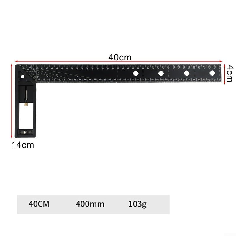 40cm Aluminum Alloy Square Ruler Multifunctional 90 Degree Positioning Marking Measuring Tool For Carpentry - Image 3