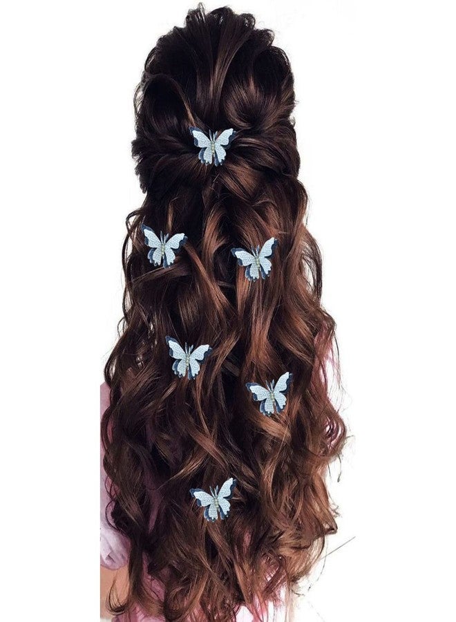 Hair Flare Velvet Butterfly Hair Pin/Comb Slide Designed Hairpin/Side Juda pin/Bridal Hair Accessories- 2462, Grey, Pack of 6 - Image 1