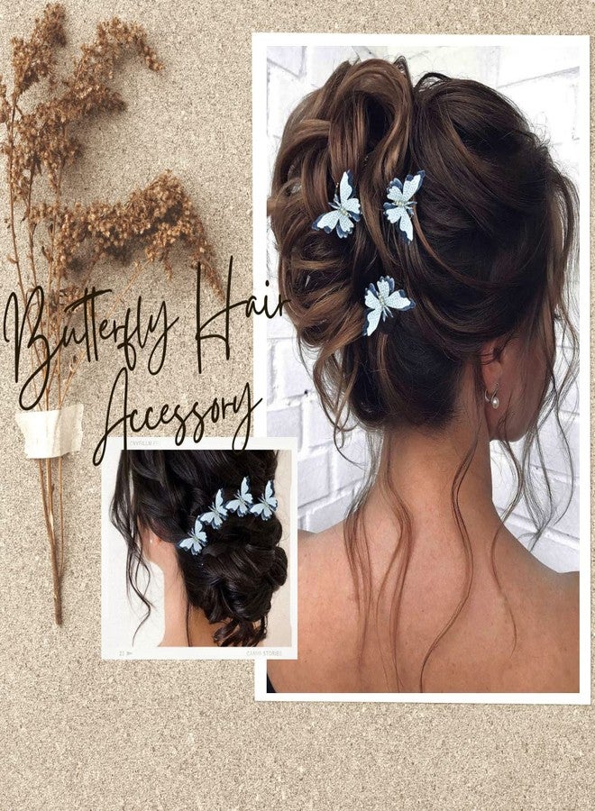 Hair Flare Velvet Butterfly Hair Pin/Comb Slide Designed Hairpin/Side Juda pin/Bridal Hair Accessories- 2462, Grey, Pack of 6 - Image 2