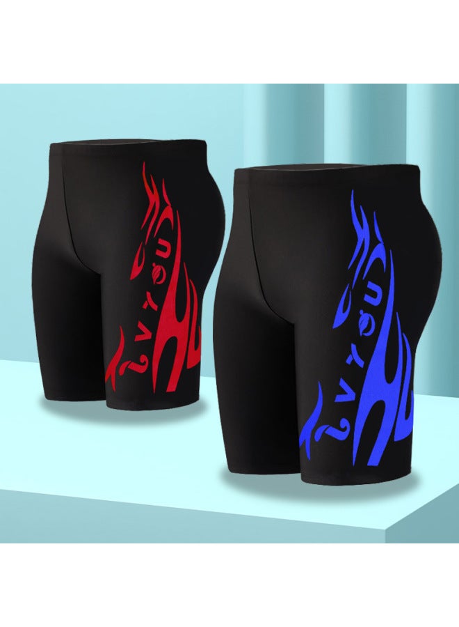 Loquat 【Wholesale】 Men's Swimming Trunks Five-point Boxer Fashion Large Size Hot Spring Swimming Trunks Fashion Three-dimensional Printing-Color:8701-3# Boxer Blue Line Pants Cap- - Image 3