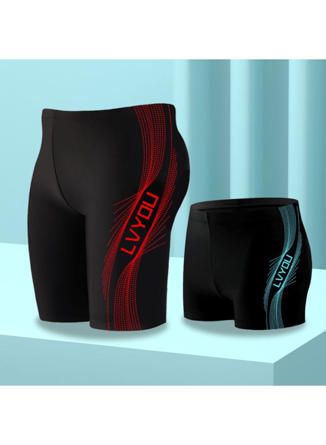 Loquat 【Wholesale】 Men's Swimming Trunks Five-point Boxer Fashion Large Size Hot Spring Swimming Trunks Fashion Three-dimensional Printing-Color:8701-3# Boxer Blue Line Pants Cap- - Image 5