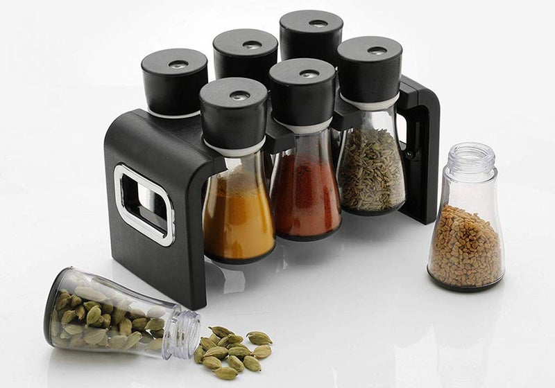 Peyx Spice Rack 6 pcs 6 Pc Multipurpose Spice Rack Plastic Stackable and Space Savvy Dining Table for Kitchen Piece Revolving Storage Jar Condiment Set - Image 2