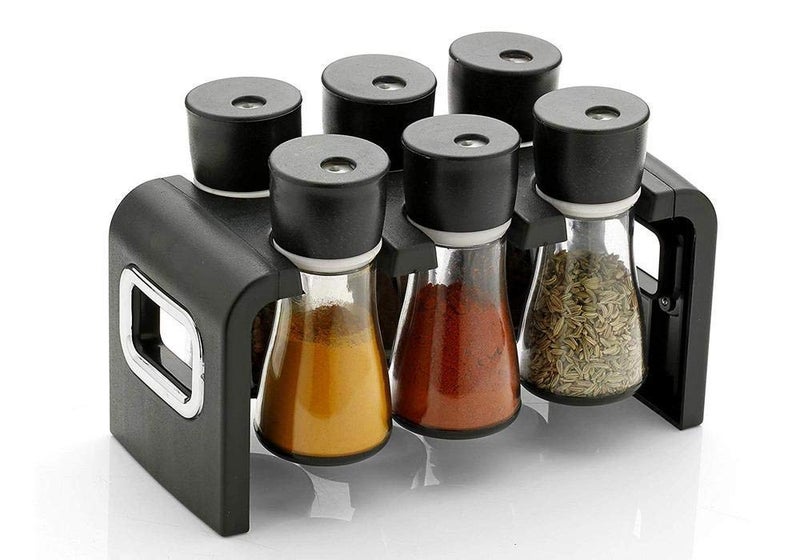 Peyx Spice Rack 6 pcs 6 Pc Multipurpose Spice Rack Plastic Stackable and Space Savvy Dining Table for Kitchen Piece Revolving Storage Jar Condiment Set - Image 1