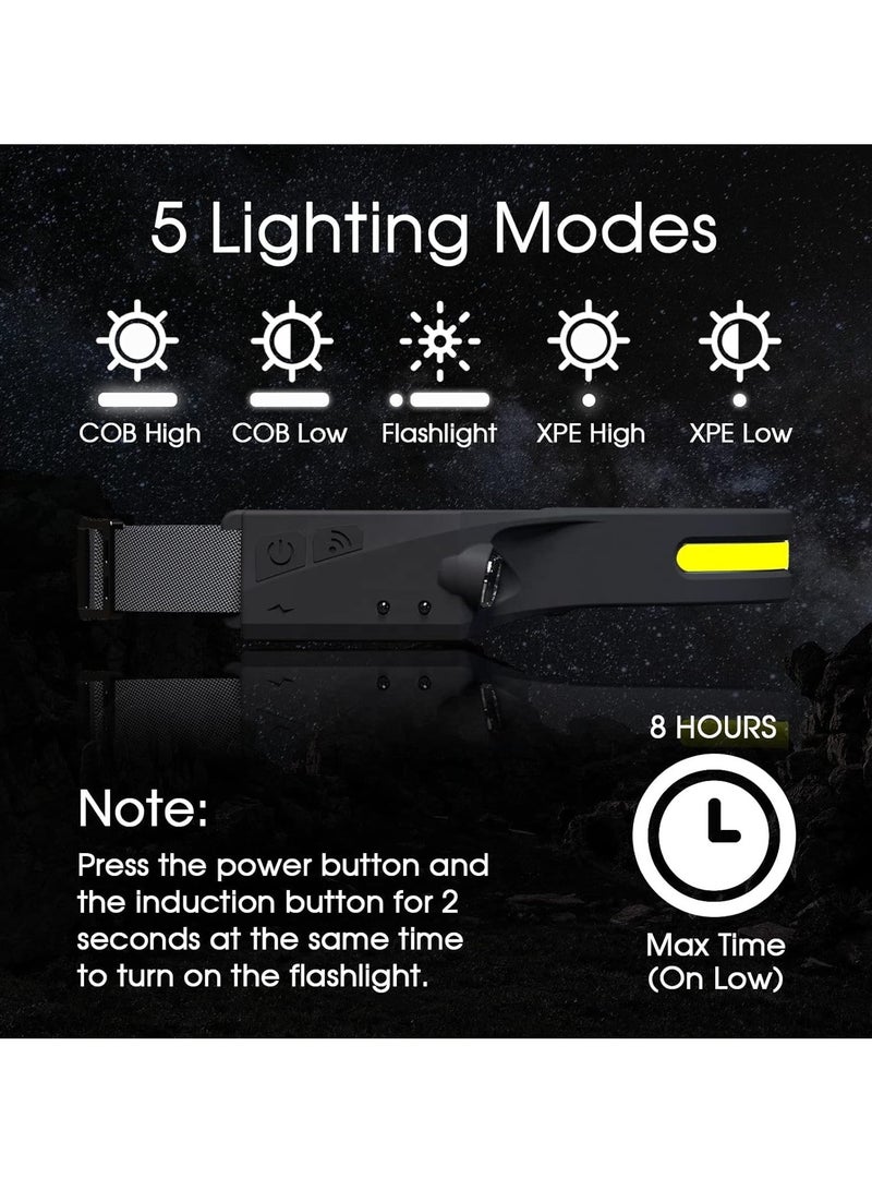 TIGER LED Headlamp Rechargeable Flashlight with 5 Modes & Motion Sensor | 350 Lumen Waterproof LED, 230° Wide Beam | Perfect for Running, Camping, Repairing & Outdoor Activities  - Image 4