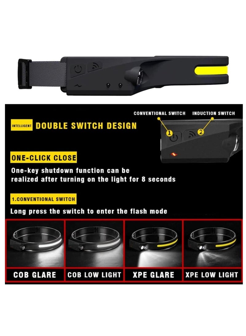 TIGER LED Headlamp Rechargeable Flashlight with 5 Modes & Motion Sensor | 350 Lumen Waterproof LED, 230° Wide Beam | Perfect for Running, Camping, Repairing & Outdoor Activities  - Image 3