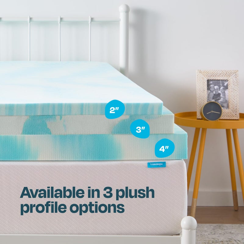 Linenspa 3 Inch Swirl Gel Memory Foam Mattress Topper, Twin Size â€“ Cooling Gel Infused, Ventilation Holes â€“ Pressure Relieving Bed Topper â€“ CertiPUR Certified - Image 4