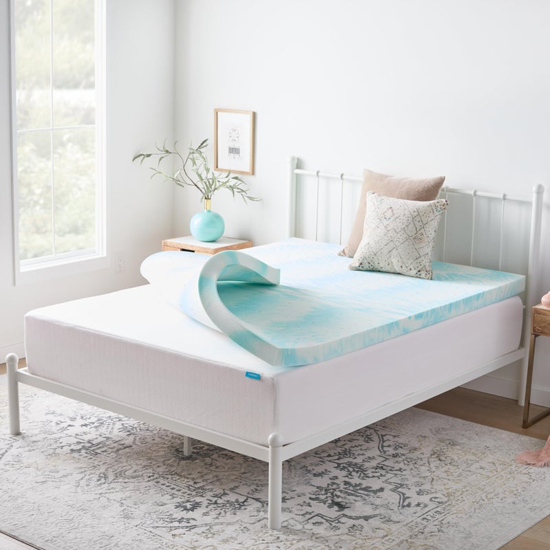 Linenspa 3 Inch Swirl Gel Memory Foam Mattress Topper, Twin Size â€“ Cooling Gel Infused, Ventilation Holes â€“ Pressure Relieving Bed Topper â€“ CertiPUR Certified - Image 1