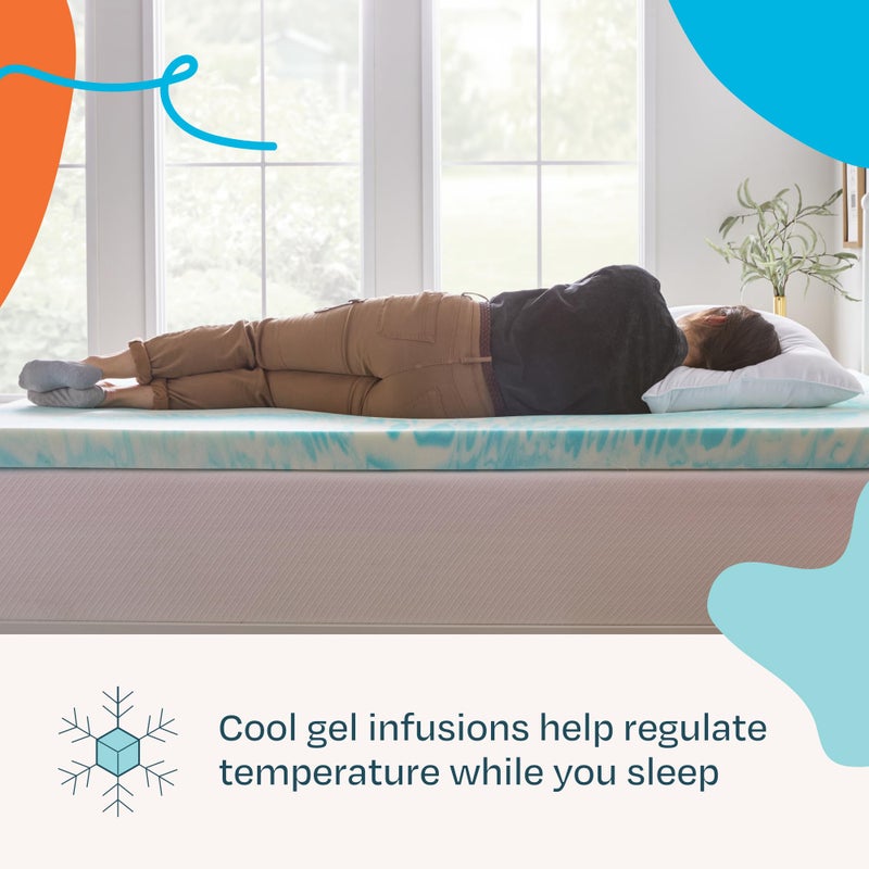 Linenspa 3 Inch Swirl Gel Memory Foam Mattress Topper, Twin Size â€“ Cooling Gel Infused, Ventilation Holes â€“ Pressure Relieving Bed Topper â€“ CertiPUR Certified - Image 2