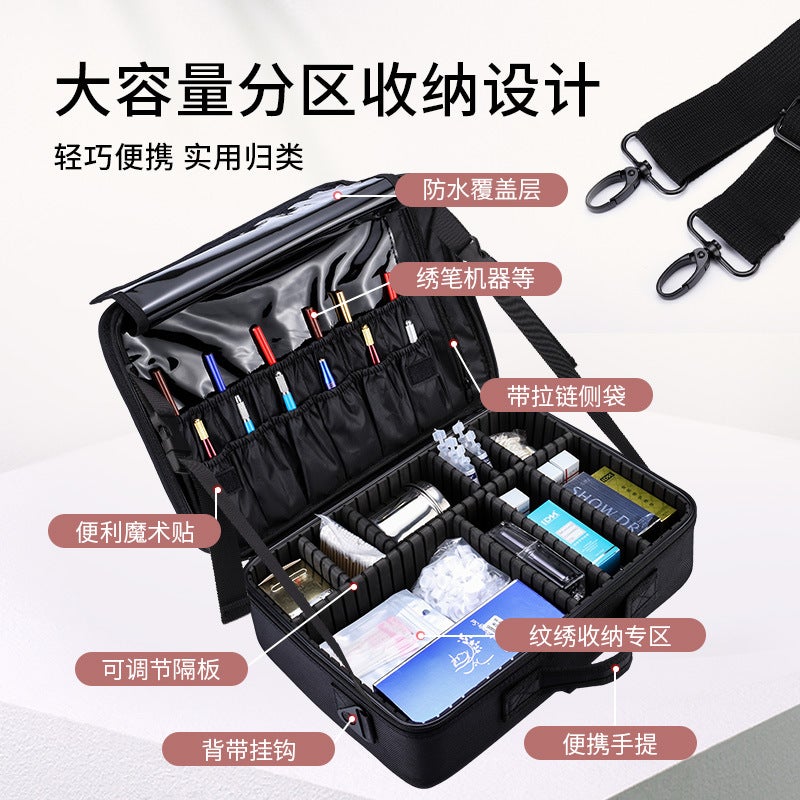 Cosmetic Bag Women'S Portable Large Capacity Professional Makeup Artist And Sleeve Luggage Storage Bag Waterproof Tattoo Toolbox - Image 4