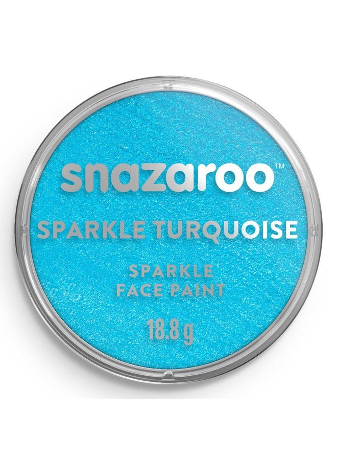 Snazaroo Sparkle Face and Body Paint for Kids and Adults, Sparkle Turquoise Colour, Water Based, Easily Washable, Non-Toxic, Makeup, Body Painting for Parties, for Ages 3+ - Image 1