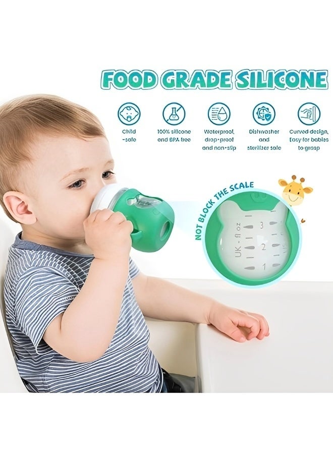 3 Packs Silicone Sleeves for Avent Natural Glass Baby Bottles Anti Breakage Baby Bottle Sleeves with Handles Compatible Philips Avent Glass Natural Baby Bottle 4 oz(White+Blue+Green) - Image 3