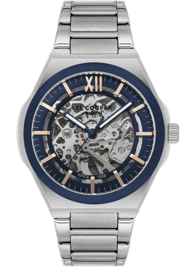 لي كوبر Lee Cooper Men's Watch, Automatic Display and Metal Strap - LC08051.390, Silver