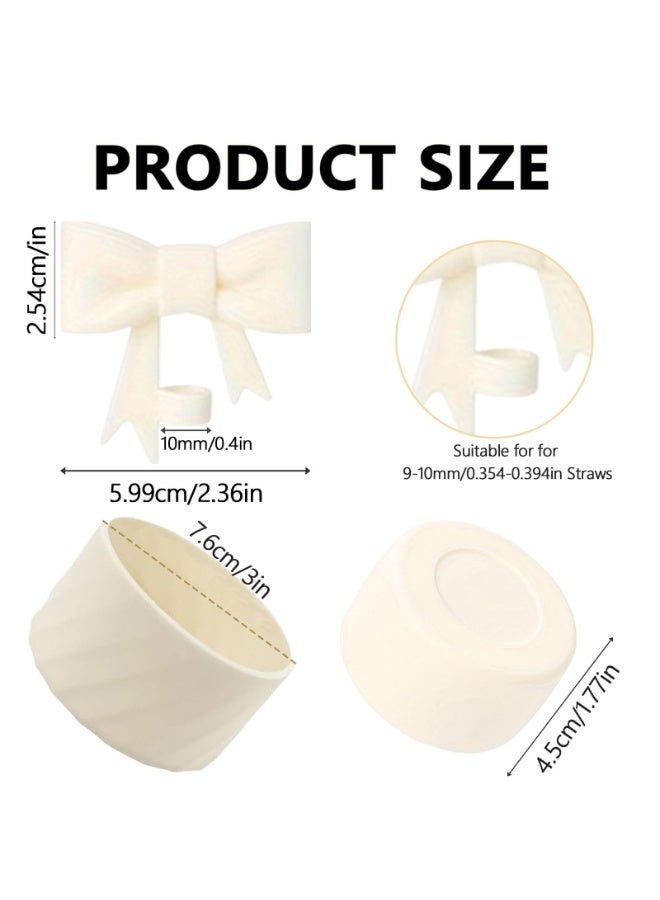 Stanley Cup Accessories Set,2Pcs Bow Straw Cover Caps Straw Toppers,1Pcs Cute Bow and Heart Handle Charm and 1Pcs Bow Silicone Boot for Stanley 30&40oz Tumbler (Purple) - Image 2