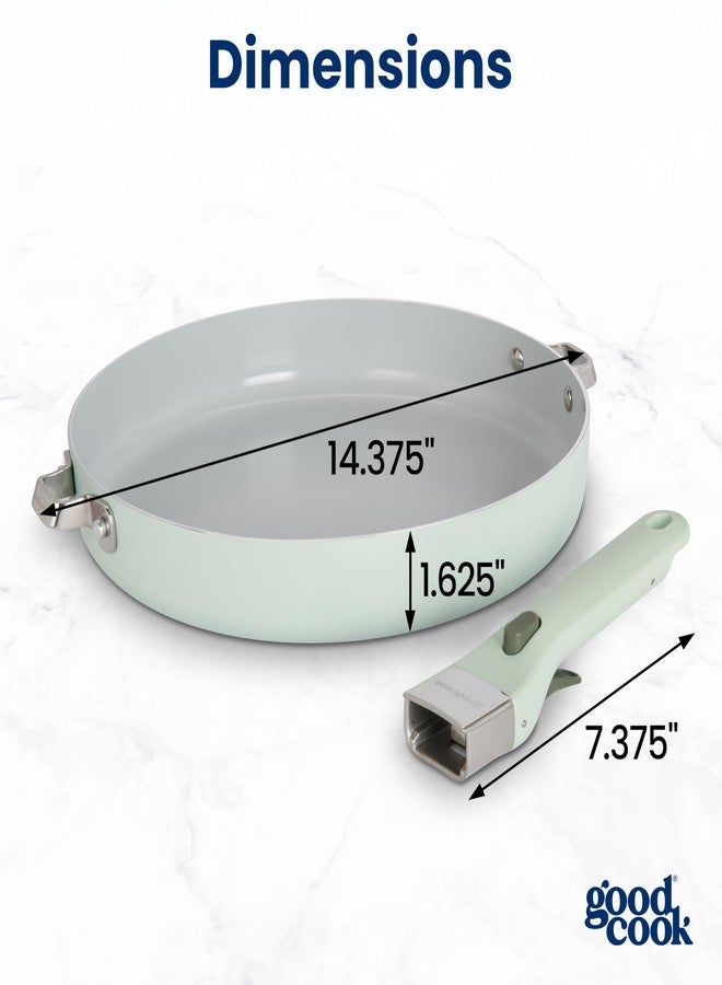 مقلاة سيراميك من جودكوك بمقبض قابل للإزالة، متوافقة مع المواقد الحثية، غير لاصقة وآمنة للاستخدام في الفرن، مقاس 12 بوصة، لون أخضر فاتح - Image 5