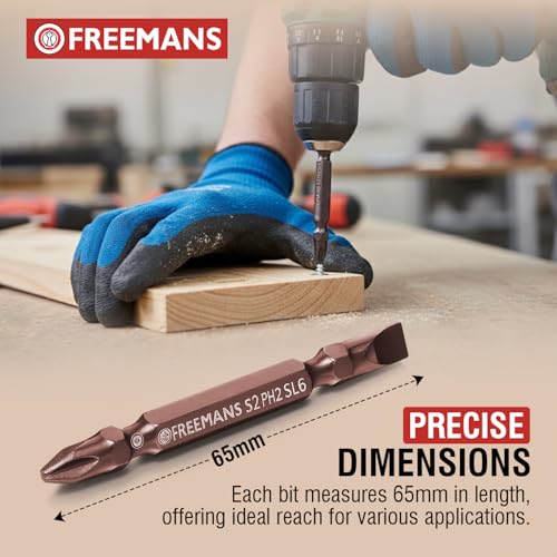 FREEMANS DPH2-65 Double Ended Screw Driver Bits/Set with 65mm Length || Magnetic End || S2 Material || Mirror Bronze Finish || Phillips Head Screws || HRC 58° - 62°- (Pack of 10) - Image 3