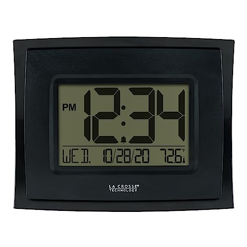 La Crosse Technology WT-8002U-B-INT Digital Black Clock with Indoor Temperature - Image 1