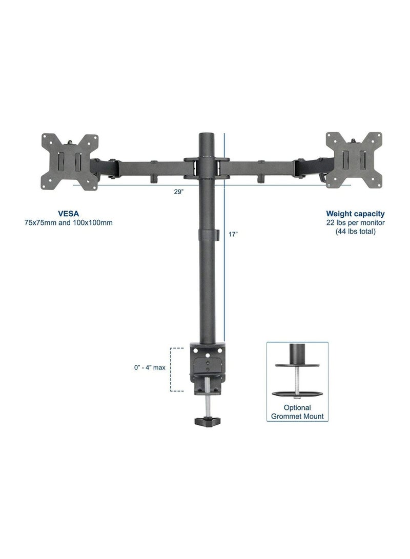 Star Dual Monitor Arms Fully Adjustable Desk Mount Articulating Stand For 2 LCD LED Screens up to 27 Inch - Image 2