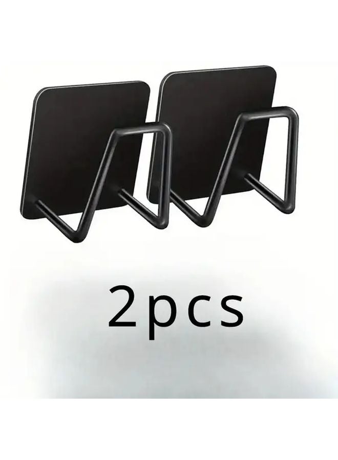 2 Pcs Black Wall Mounted Stainless Steel Storage Shelf Drying Rack Set Adjustable - Image 1