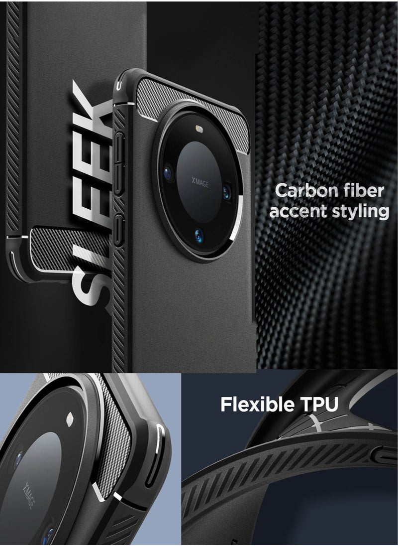 Spigen جراب Rugged Armor لهاتف Huawei Mate 60 Pro وغطاء Mate Pro+ Plus - أسود غير لامع  - Image 2