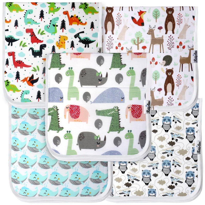 KiddyStar 5-Pack Organic Cotton Burp Cloths â€“ Large, Ultra-Soft 3-Layer Towels for Burping, Shoulder & Hand Use, Highly Absorbent - Image 1