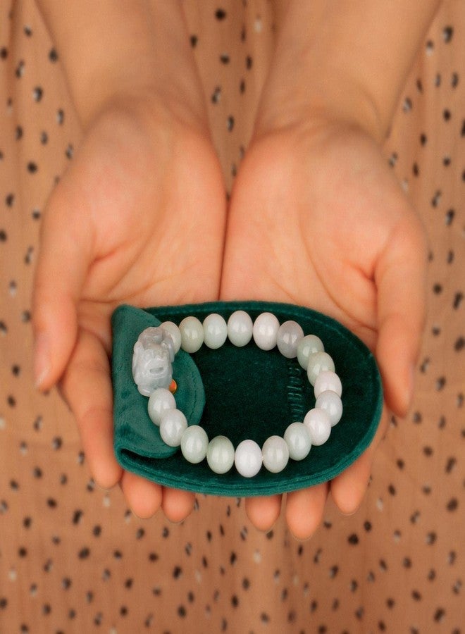 ZenBless Fengshui Wealth Prosperity White Real Jade Bracelet For Women Men 10mm Bead with Pi Xiu/Pi Yao Attract Wealth and Good Luck Light Green - Image 2