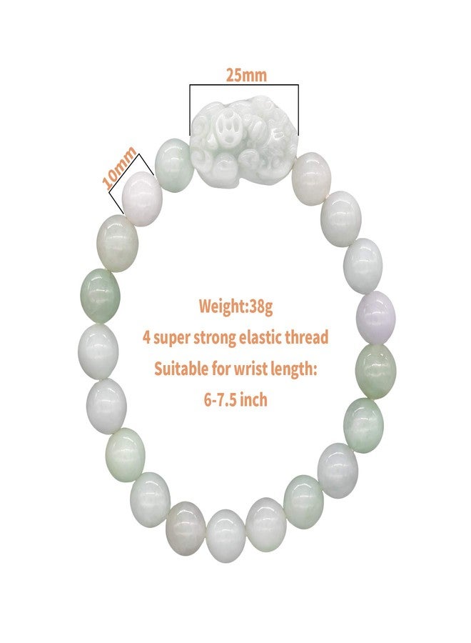 ZenBless Fengshui Wealth Prosperity White Real Jade Bracelet For Women Men 10mm Bead with Pi Xiu/Pi Yao Attract Wealth and Good Luck Light Green - Image 3