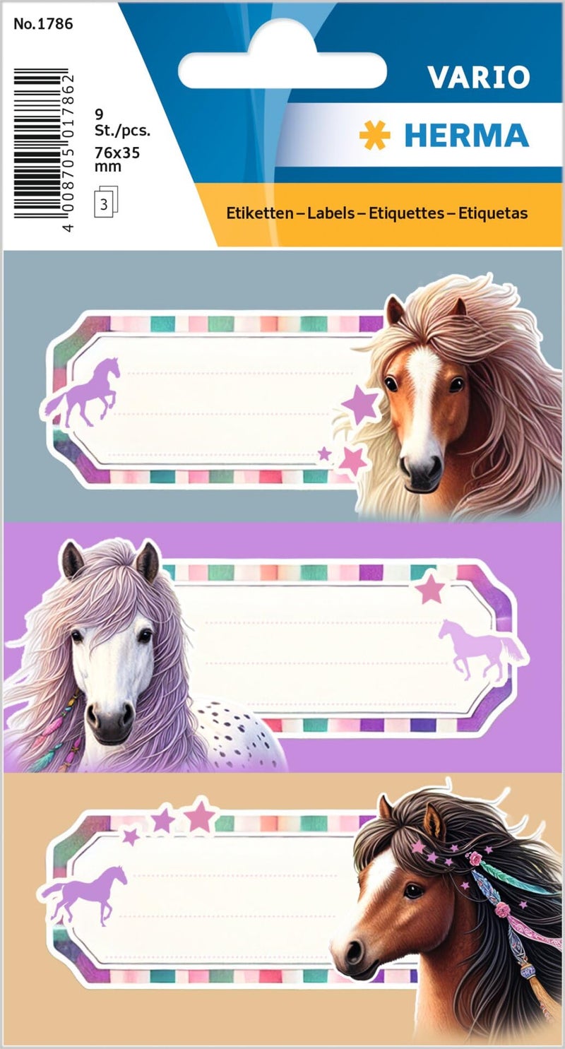 HERMA Book Labels for Labelling Horses, Animal Name Stickers Children with Horse Motif, Self-Adhesive Labelling Labels Name Tags for School Book Book School Book Water Bottle - Image 1