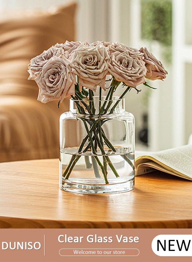 DUNISO مزهرية زجاجية للديكور، مزهريات زخرفية للزهور، مزهريات شفافة جمالية لتزيين غرفة المعيشة، مزهرية زجاجية حديثة شفافة للزراعة المائية لتزيين طاولة الطعام في المنزل - Image 1