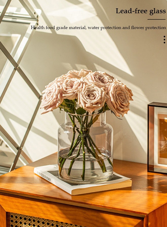 DUNISO مزهرية زجاجية للديكور، مزهريات زخرفية للزهور، مزهريات شفافة جمالية لتزيين غرفة المعيشة، مزهرية زجاجية حديثة شفافة للزراعة المائية لتزيين طاولة الطعام في المنزل - Image 5