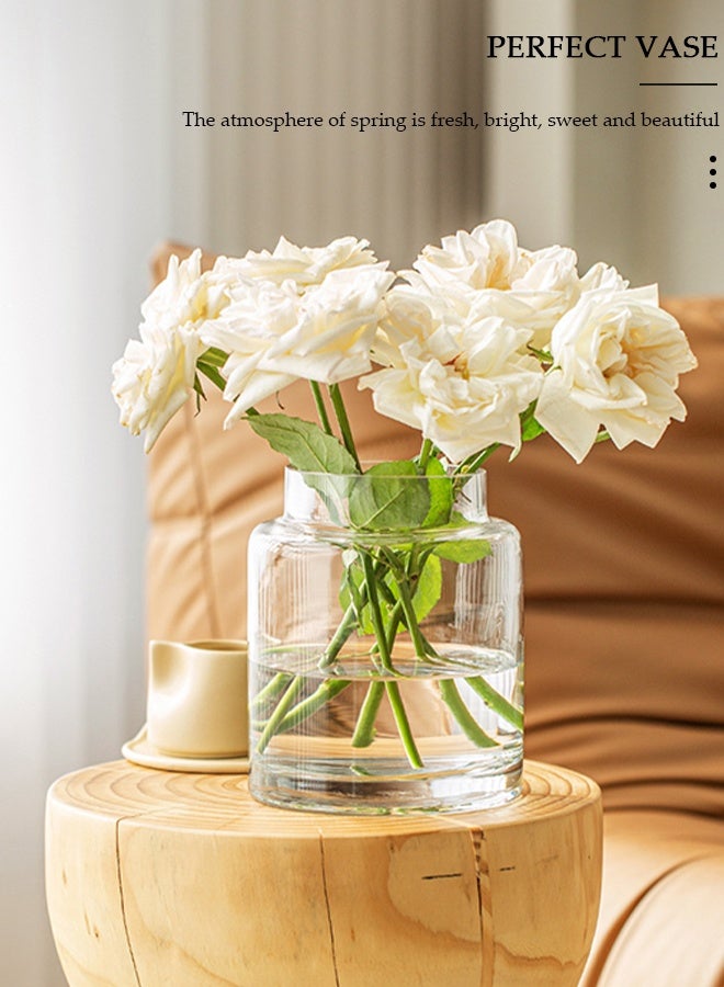 DUNISO مزهرية زجاجية للديكور، مزهريات زخرفية للزهور، مزهريات شفافة جمالية لتزيين غرفة المعيشة، مزهرية زجاجية حديثة شفافة للزراعة المائية لتزيين طاولة الطعام في المنزل - Image 4