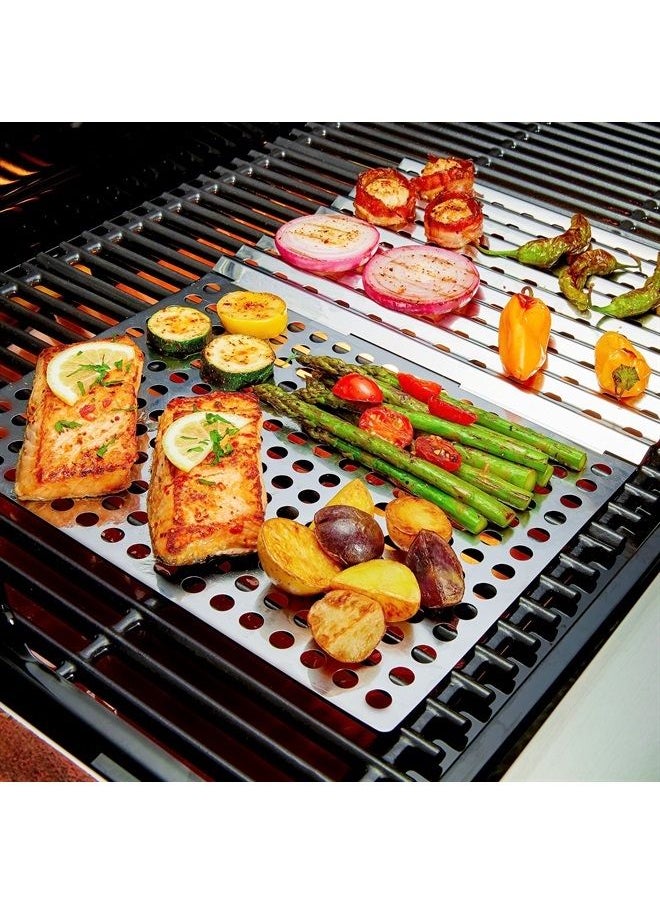 Mr. Bar-B-Q 06039Y Dual Sided Reusable BBQ Sheet | Commercial Grade Stainless Steel | Easy to Use Grilling Accessories | Perfect for Covering Messy Grids | Great for Delicate Foods | 12 x 18 Inches  - Image 2