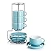 Sweese 405.402 Porcelain Stackable Espresso Cups with Saucers and Metal Stand - 4 Ounce - Set of 4,Turquoise - Image 2