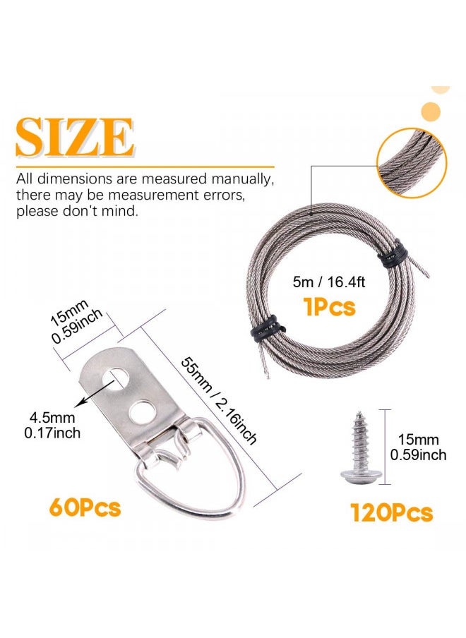 Rustark Rustark 60-Pcs Heavy Duty D Ring Picture Hangers Double Hole with Screws for Home Decoration Picture Hanging Solutions.  - Image 1