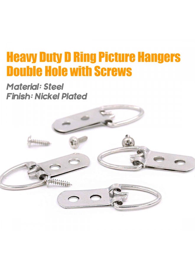 Rustark Rustark 60-Pcs Heavy Duty D Ring Picture Hangers Double Hole with Screws for Home Decoration Picture Hanging Solutions.  - Image 2